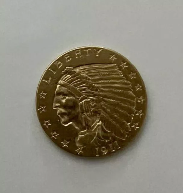 1911 $2.50 Indian Head Quarter Eagle Gold Coin 2