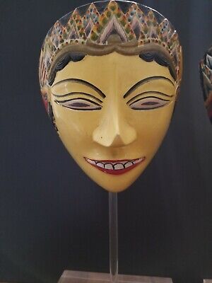 Vintage paper mache oriental masks 3
