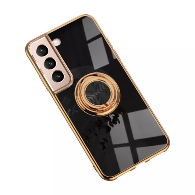 Ring Case Luxury Plating Stand Holder Cover For Samsung S22 S21 S20 FE S10+ A72