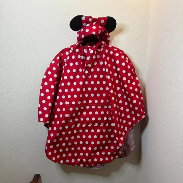 Disney Parks Mickey Minnie Mouse Rain Poncho Adult M/L Red and White with Ears