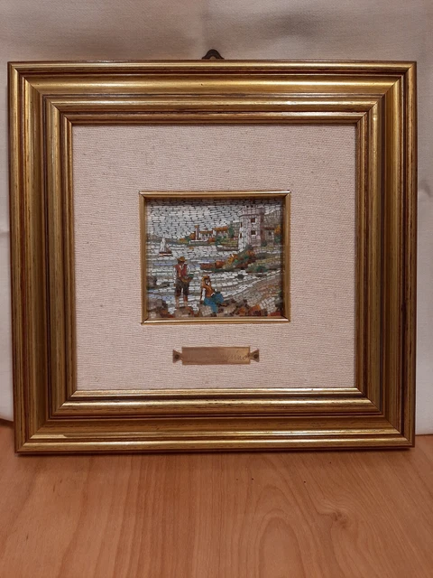 T. Franchino Italian Micro Mosaic Framed Art 2 Figures by the sea T. Franchino Italian Micro Mosaic Framed Art 2 Figures by the sea