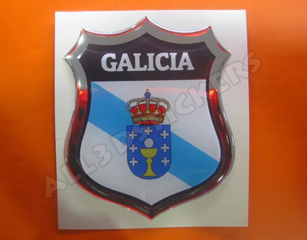 Pegatina Emblema 3D Relieve Bandera Galicia - Todas las Banderas del MUNDO