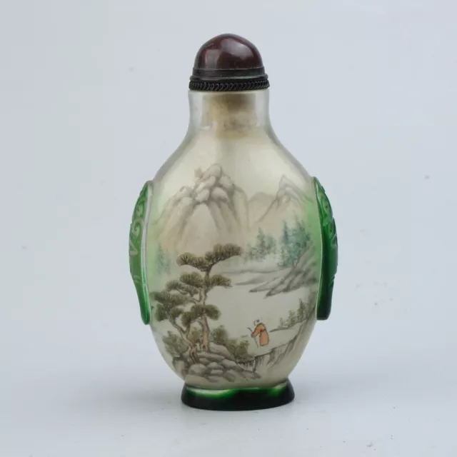 Chinese Exquisite Handmade landscape pattern Glass snuff bottle