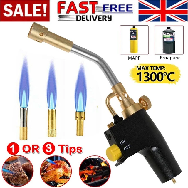 Piezo Pro Plumber's Torch Blowlamp - MAPP/Propane Gas With Extension Hose For Soldering & Brazing