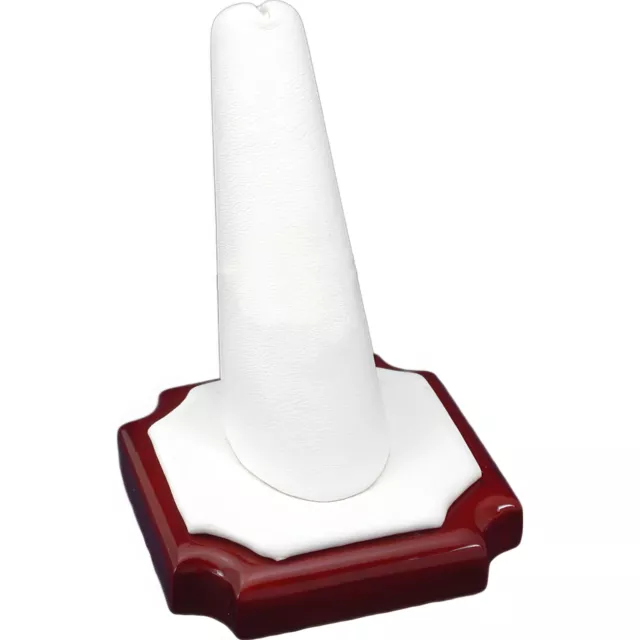 Ring Finger White Faux Leather Rosewood Showcase Display New 2" x 2 5/8"