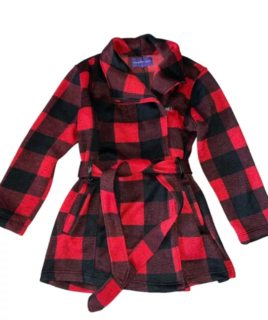 Madden Girl Red Black Buffalo Plaid Coat Jacket Size Junior Large/X-Large