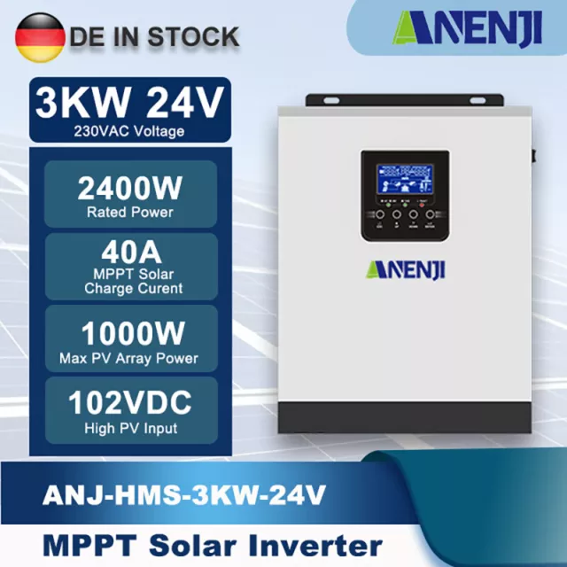 MPPT 3KVA Solar Wechselrichter Off-Grid-Hybrid 220VAC DC 24V  Reine Sinuswelle