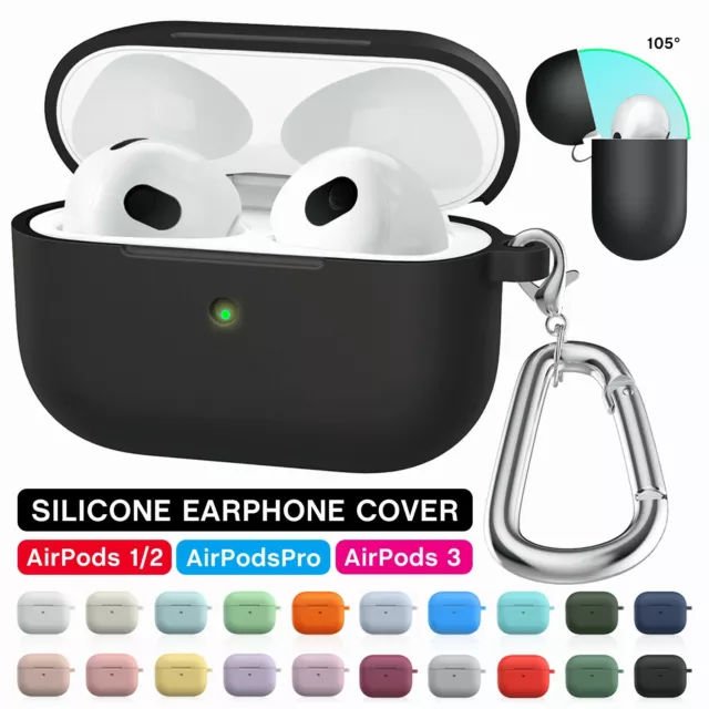 For Apple AirPods 3 2 1 Silicone Protector Shockproof Full Cover + Keychain Case