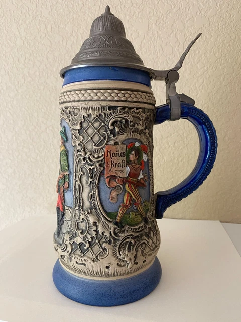 Vintage Thewalt Beer Stein Western Germany 9.0" Alt-Grenzau 1894 Tavern Scene
