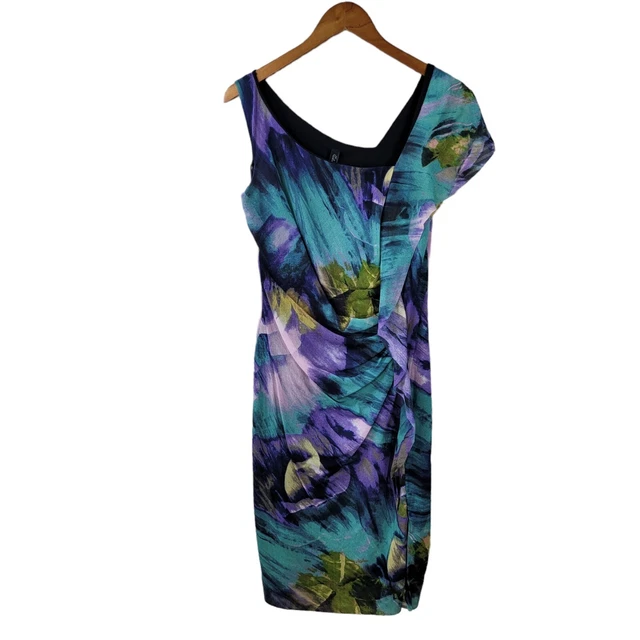 Elana Kattan Dress size Medium Large Bodycon Wrap Cocktail Ruched Evening ruched