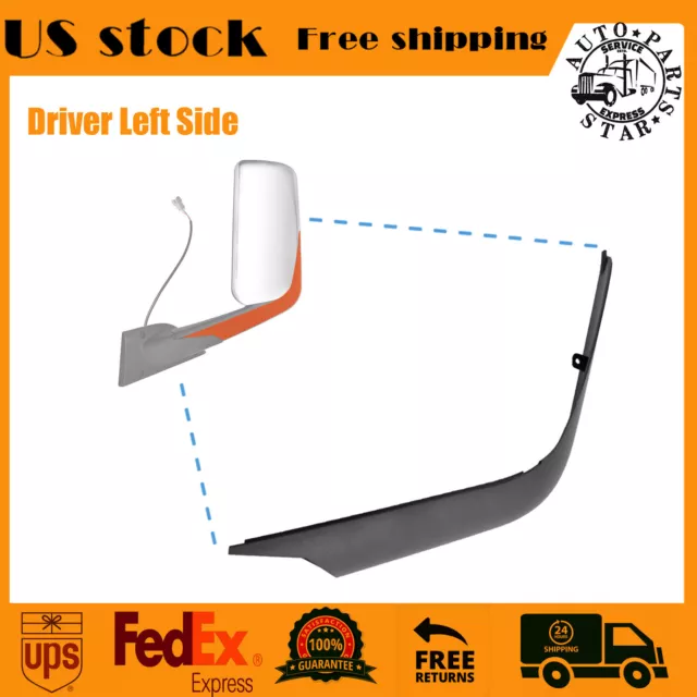 For Freightliner New Cascadia  2018-2022 Black Door Mirror Arm Cover Driver Side