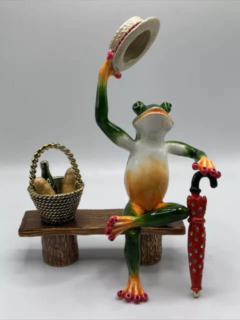 Keren Kopal Limited Edition Frog On A Picnic Bench Trinket Box