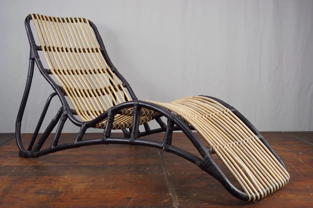 GARTENLIEGE VINTAGE 70S Rattan Liegesessel Bambus Liege 70er EUR 235,00