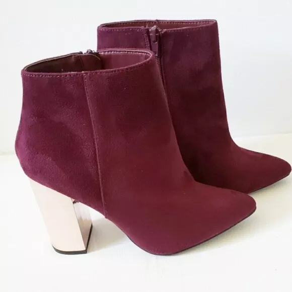 Charlotte Russe burgundy suede booties size 8