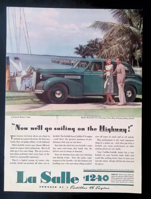 Print Ad 1930's LaSalle Foor Door Touring Sedan New York Worlds Fair GMC