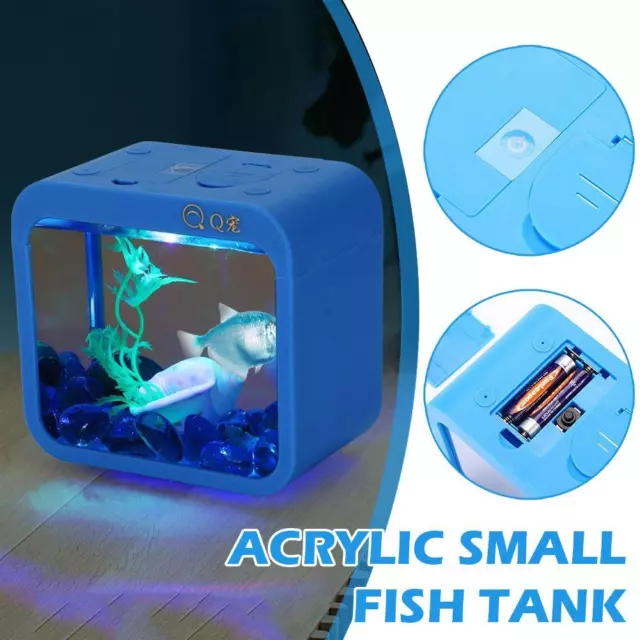 Fish Tank with LED Light Goldfish Betta Landscape Small Aquarium Home De FAST