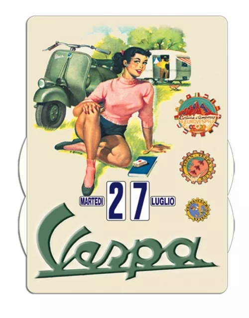 Calendrier  perpétuel VESPA Pin Up assise (version francaise)