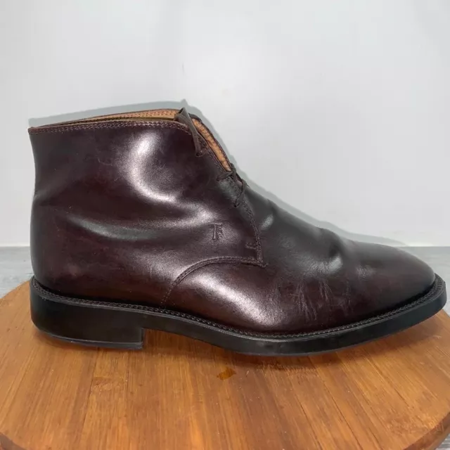 Tods Burgundy Leather Desert Boots Mens 7 Chukka Ankle Boots - Italy