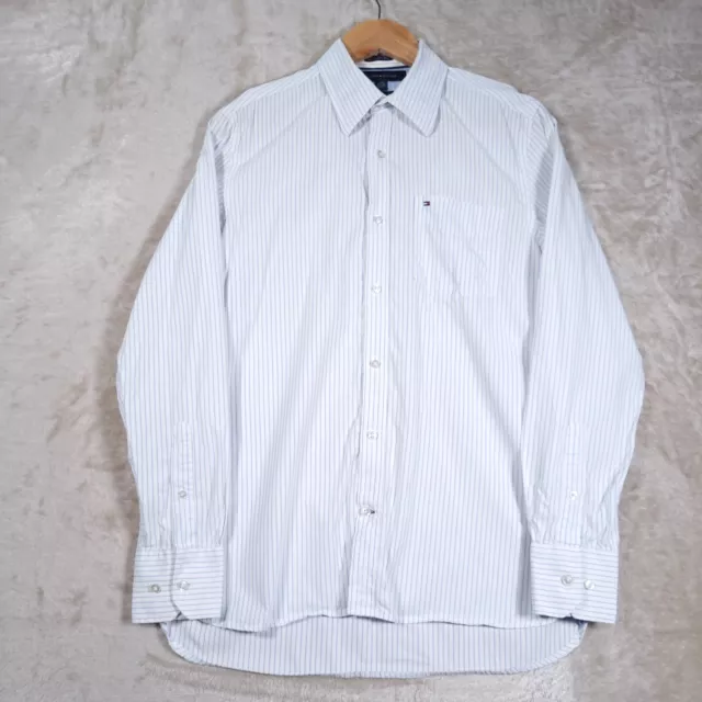 Tommy Hilfiger Mens Small 80's 2Ply Fabric Custom Fit Shirt  White Button Down