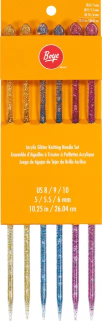 Boye Single Point Glitter Knitting Needle Set-Sizes 8 To 10 5030810