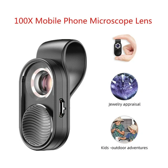 Pocket 100X Microscope Lens Mobile Phone Macro Lens Magnifier LED For Smartphone