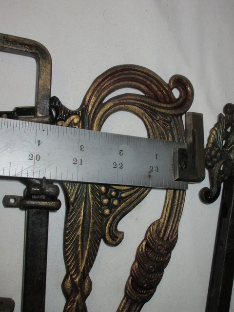 Antique Victorian Swing Arm Adjustable Curtain Rods Painted Metal Scroll (ab) 4