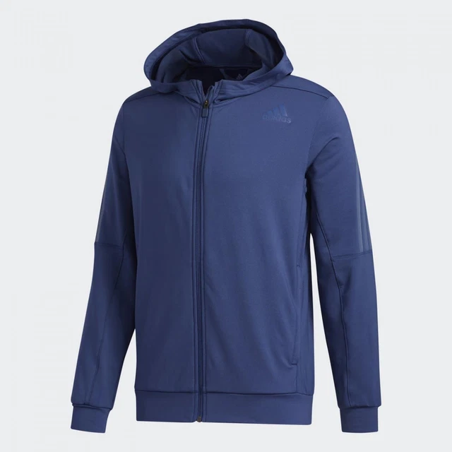 Adidas Aero 3S giacca con cerniera completa uomo felpa con cappuccio tuta top blu
