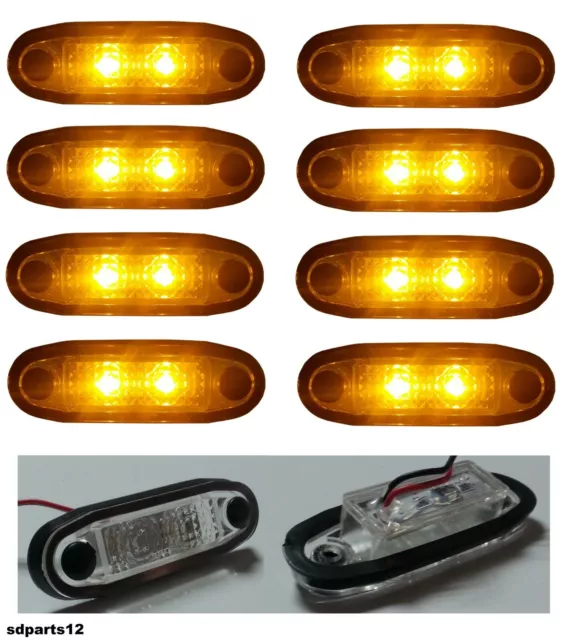 8x Feux De Gabarit Latéral à Encastrer 24V LED SMD Orange Pour Camion Remorque