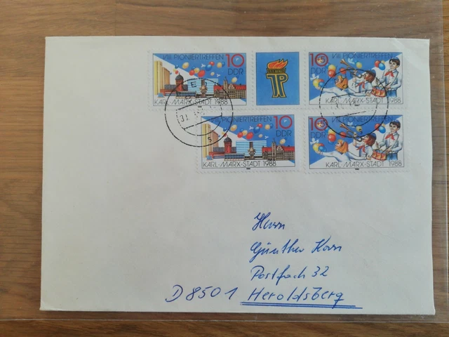 Mischfrankatur DDR VII. Pioniertreffen Karl Marx Stadt 1988