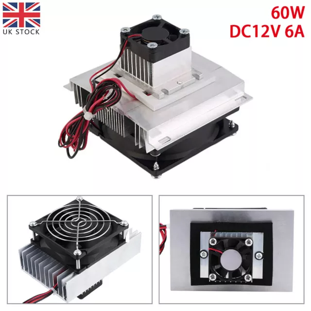 12V/ 60W Thermoelectric Peltier Refrigeration Cooling System Kit DIY Cooler Fan