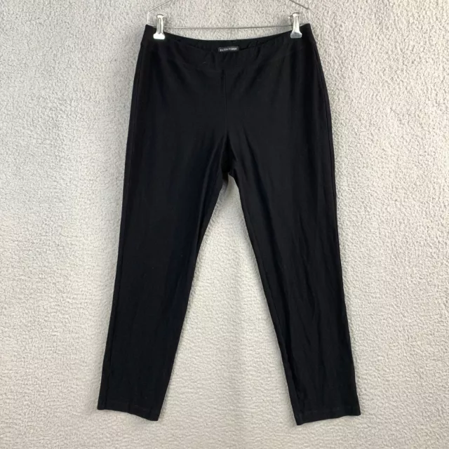 Eileen Fisher Small System Washable Stretch Crepe Slim Ankle Pants Black Pull On