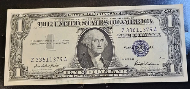1957 One Dollar Blue Seal Note Silver Certificate CRISP UNCIRCULATED