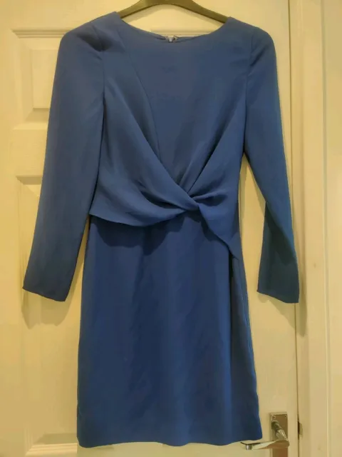 Reiss Elle Shift Dress Knot Front Royal Blue Uk 8