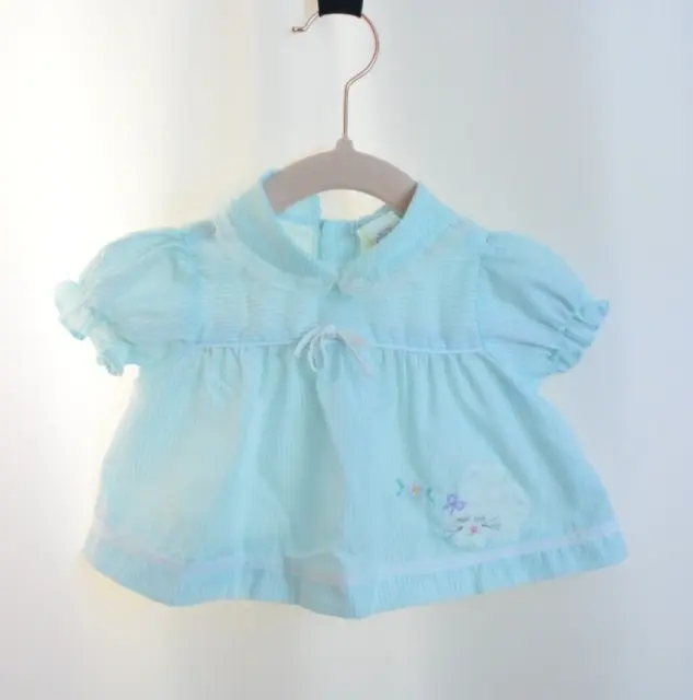 VTG 80s Baby Togs Girls Infant Easter Bunny Striped Dress Top SZ 0-3 Mos Smocked
