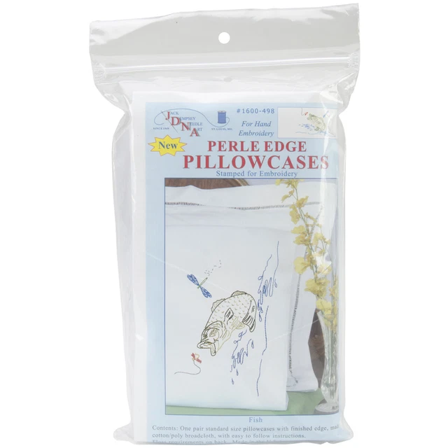 Jack Dempsey Stamped Pillowcases W/White Perle Edge 2/Pkg-Fish -1600 498