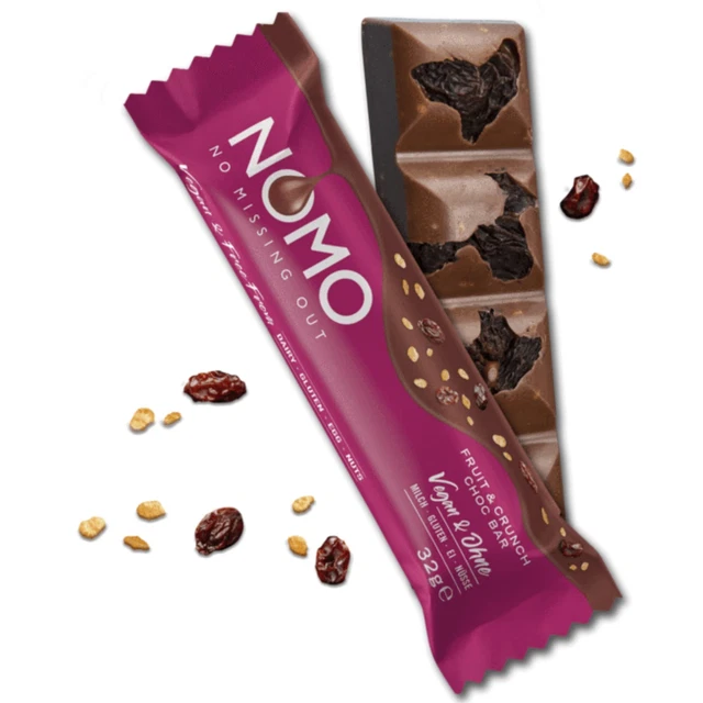 Cioccolato NOMO per tutti Fruit & Crunch 24x32g alimenti vegani NUOVO MHD 7/23