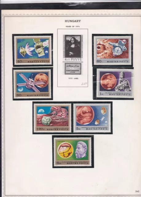 hungary issues of 1974 space & transport etc stamps page ref 18309