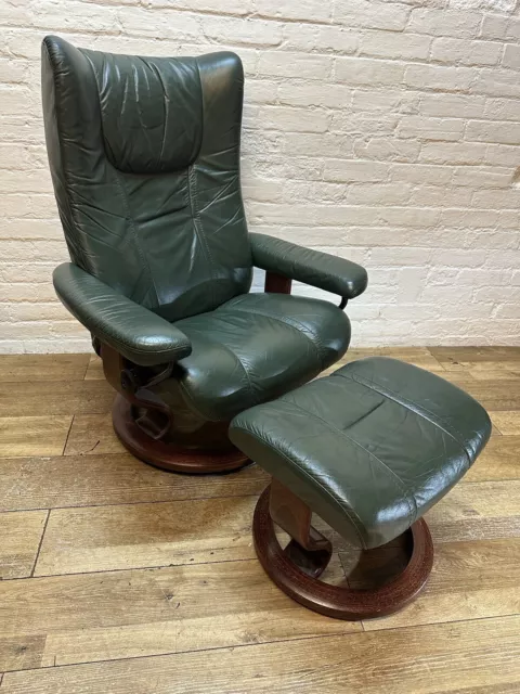 Ekornes Stressless Leather Reclining Armchair & Stool . Free Delivery Available
