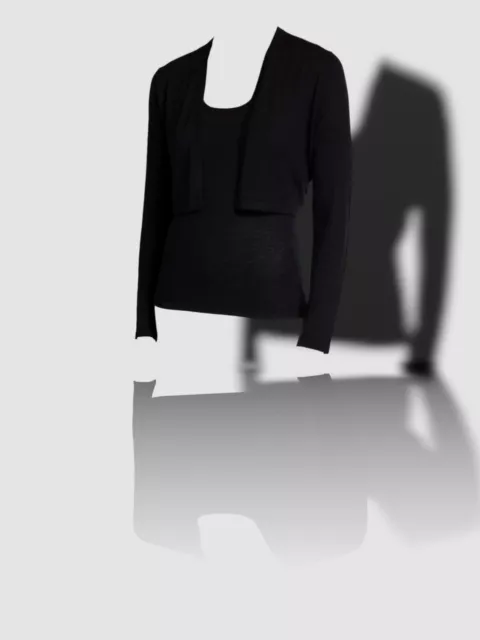 $225 Neiman Marcus Cashmere Collection Women's Black Shrug Crop Sweater Size M