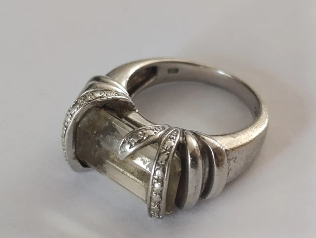 Bague En Argent Massif 925 Sertie Citrine - Taille 52, Marque Jalan Jalan, Occasion