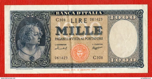 ITALIANA ITALIE ITALY - LIRE 1000 ( MILLE ) ITALIA MEDUSA 1959 pick 88c XF/SUP