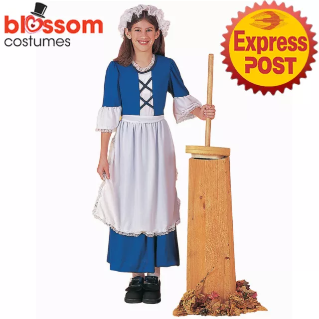 CK2310 Blue Colonial American Prairie Girls Dress Up Costume Victorian Book Week