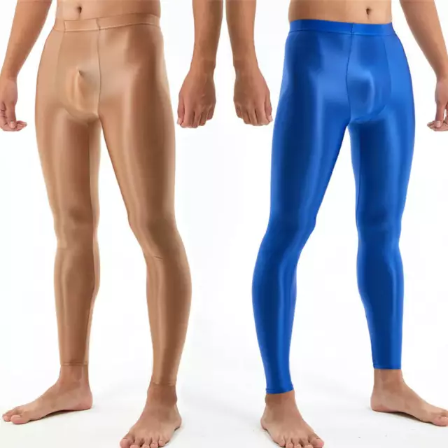 Men's Ultra-thin Ice Silk Leggings Sheer Gym Fitness Long Pants Skinny  Trousers