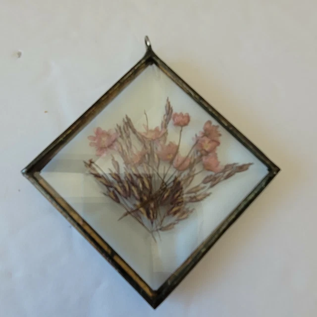 Leaded Glass Pressed Dried Flower Arrangement Window or Christmas Ornament