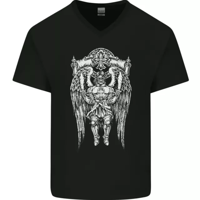 Knights Templar Skull Roman Warrior MMA Gym Mens V-Neck Cotton T-Shirt
