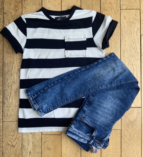 T-shirt jeans blu PACCHETTO ABBIGLIAMENTO RAGAZZI NEXT età 10 taglia Next a righe