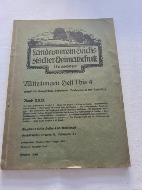 Landesverein sächsischer Heimatschutz Mitteilungen Heft 1 bis 4 Band XXIX 1940