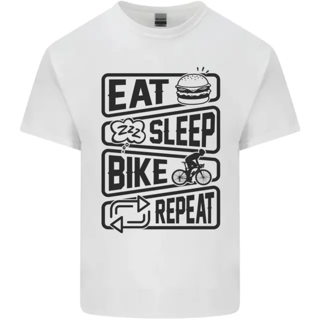 Ciclismo Eat Sleep Bicicletta Ripetere Divertente Uomo Cotone T-Shirt Maglietta