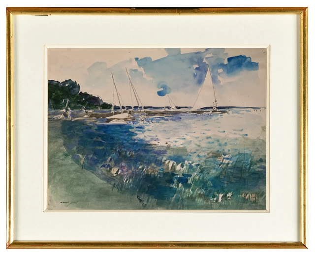 TABLEAU HUILE LES vignes rouges paysages Provence signé