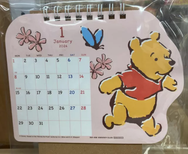 DISNEY WINNIE THE Pooh Calendar Diary 2024 Die Cut Desktop Type 714356